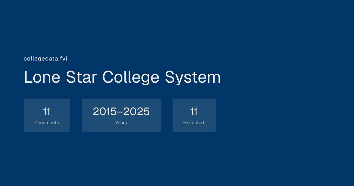Lone Star College System Common Data Set (CDS) Archive | collegedata.fyi